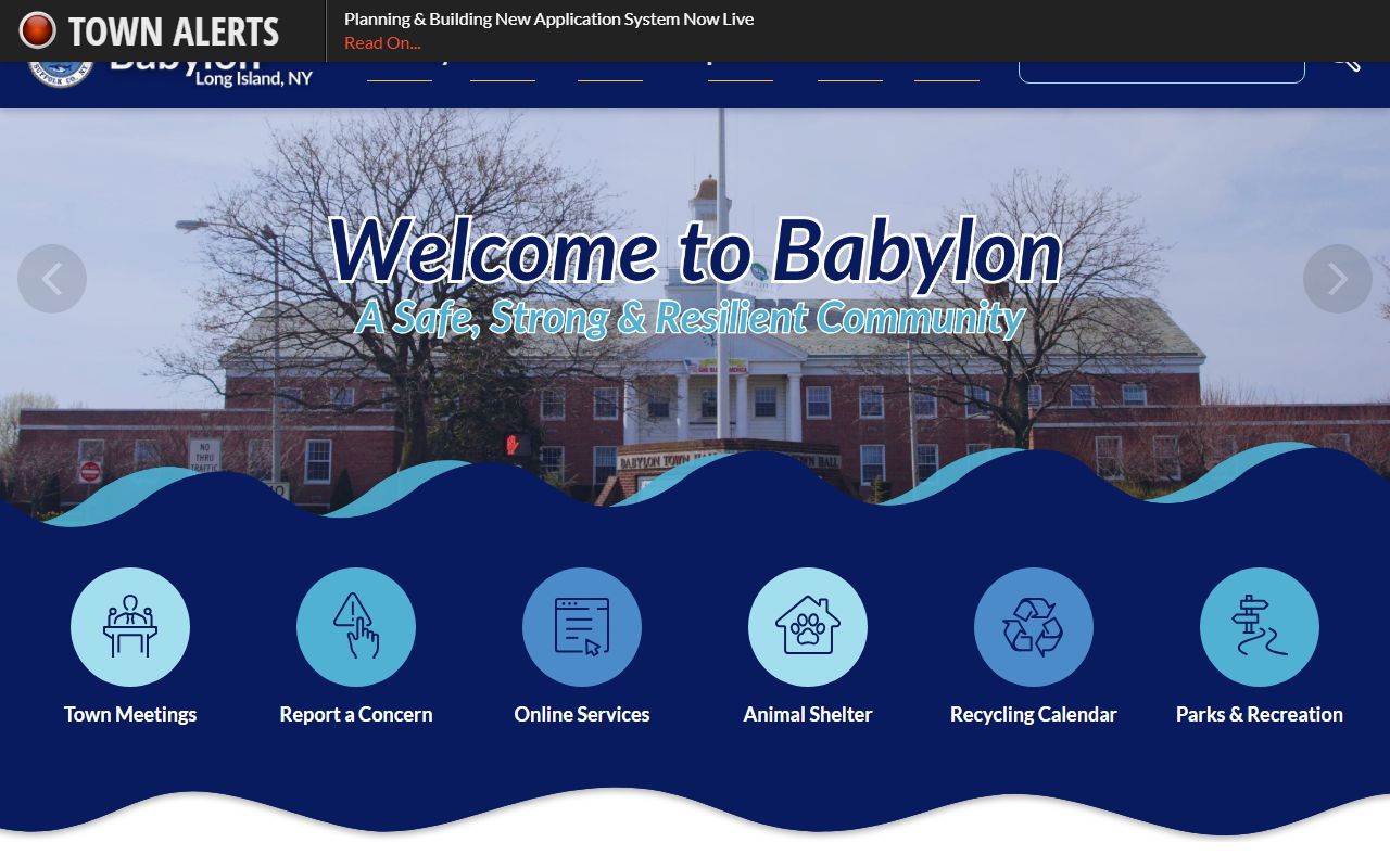 Town of Babylon official website showing government services and public record access