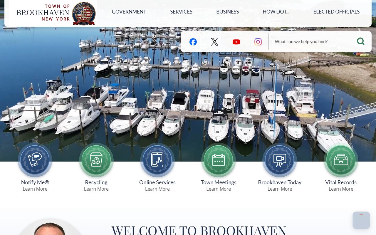 Town of Brookhaven official website showing government services and public record access