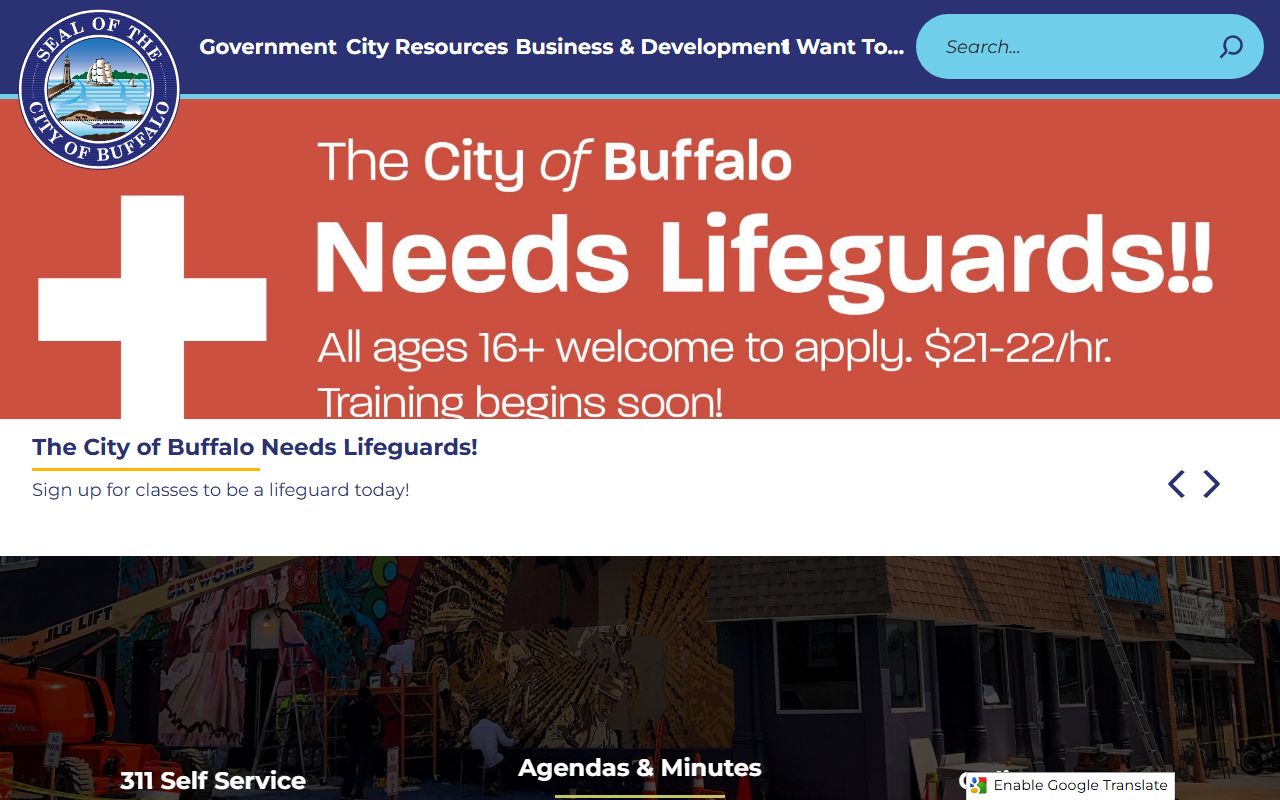 City of Buffalo official website showing government services and public record resources
