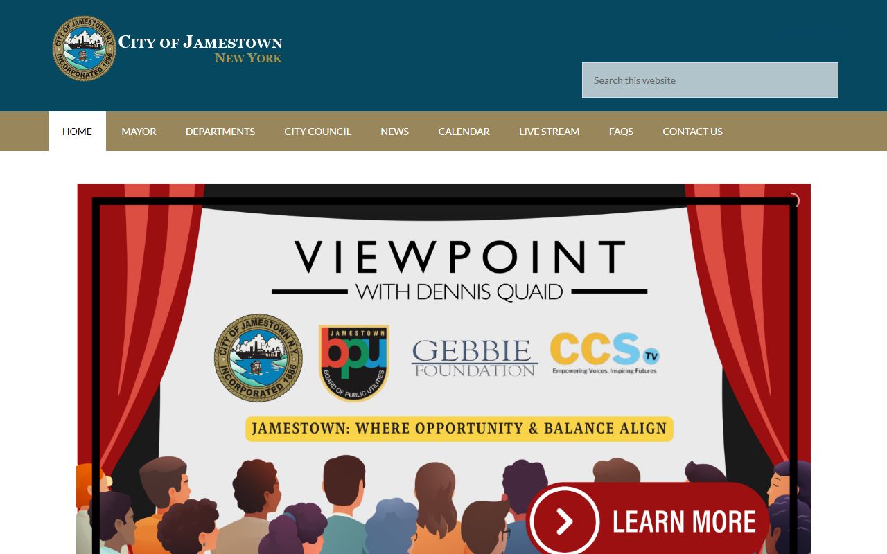 City of Jamestown official website showing government services and public record information