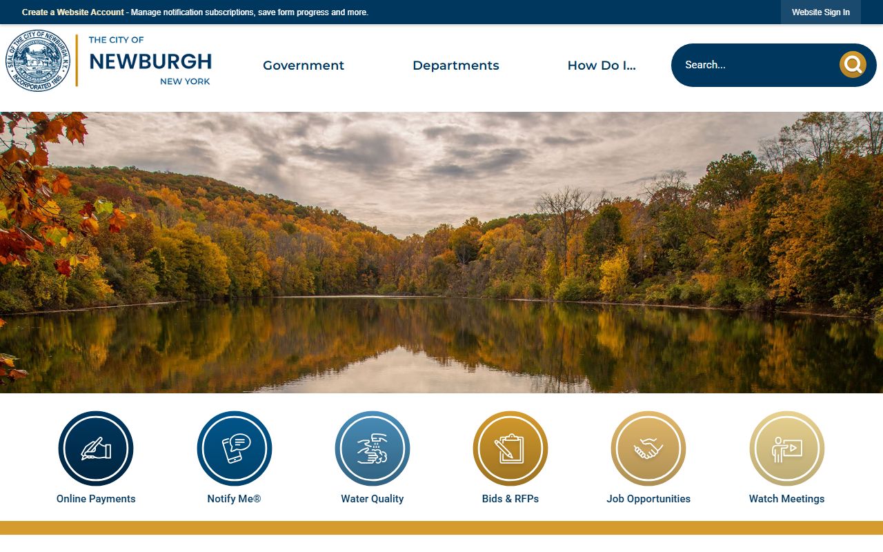 City of Newburgh official website showing government services and public record access