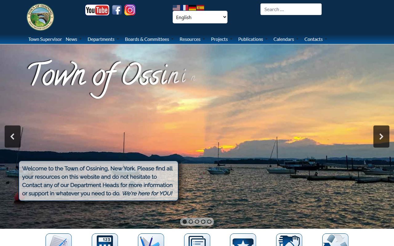 Town of Ossining official website showing government services and public record access