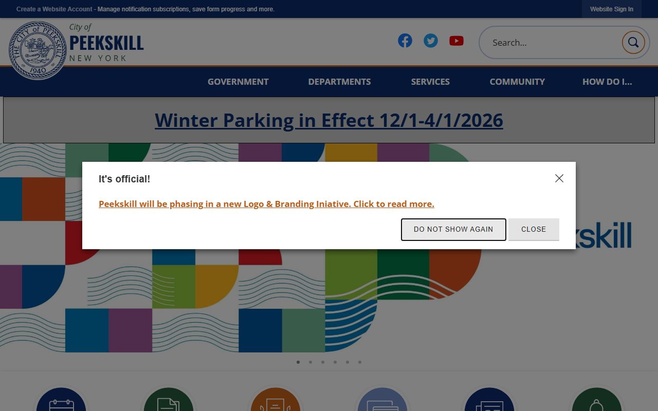 City of Peekskill official website showing government services and public record information