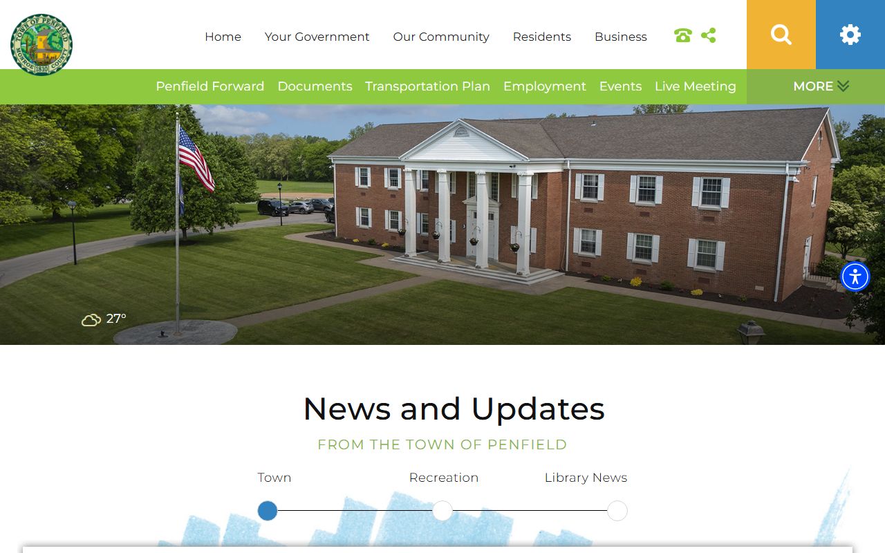 Town of Penfield government website for public records and services in the residents directory