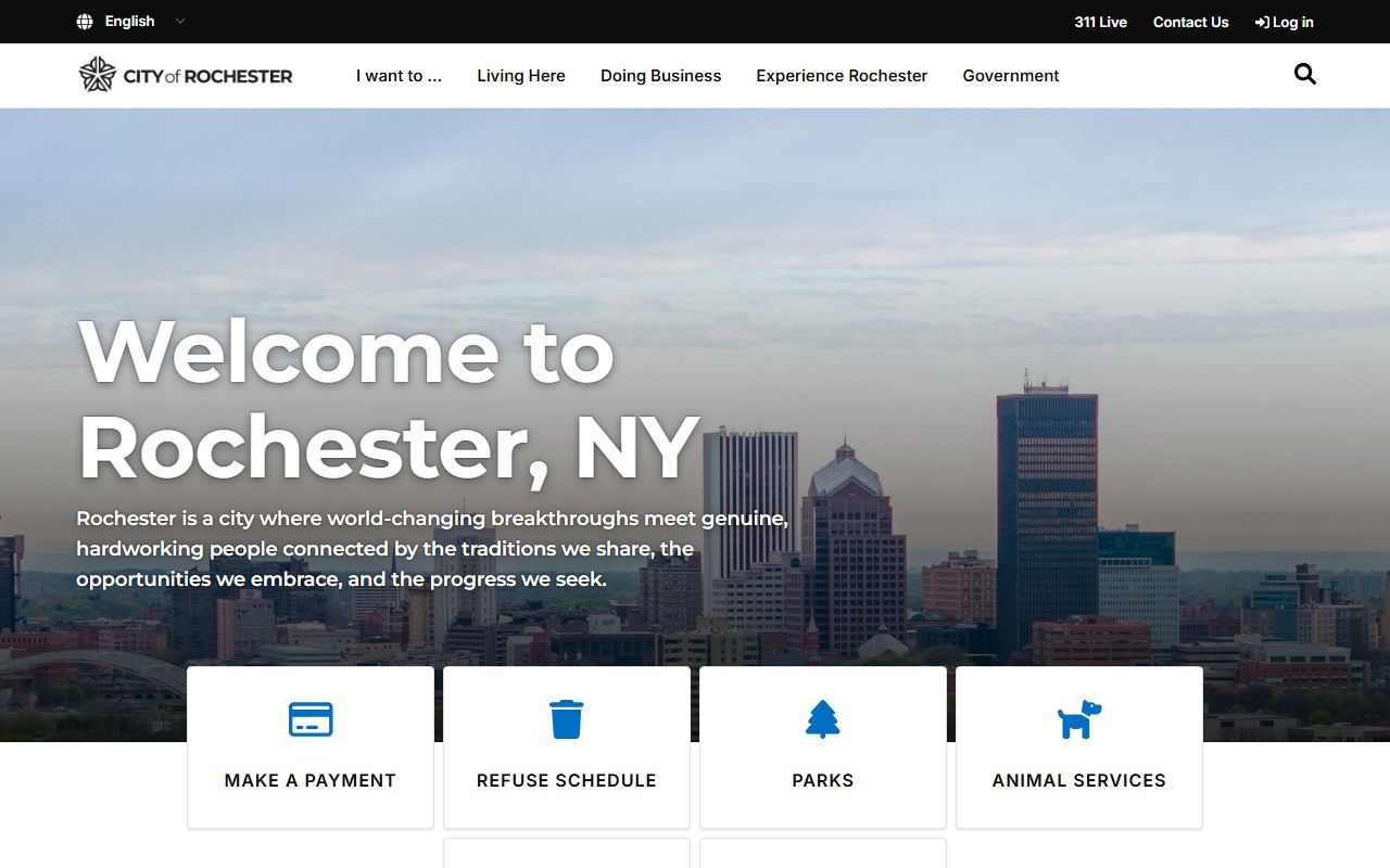 City of Rochester official website showing government services and public record access