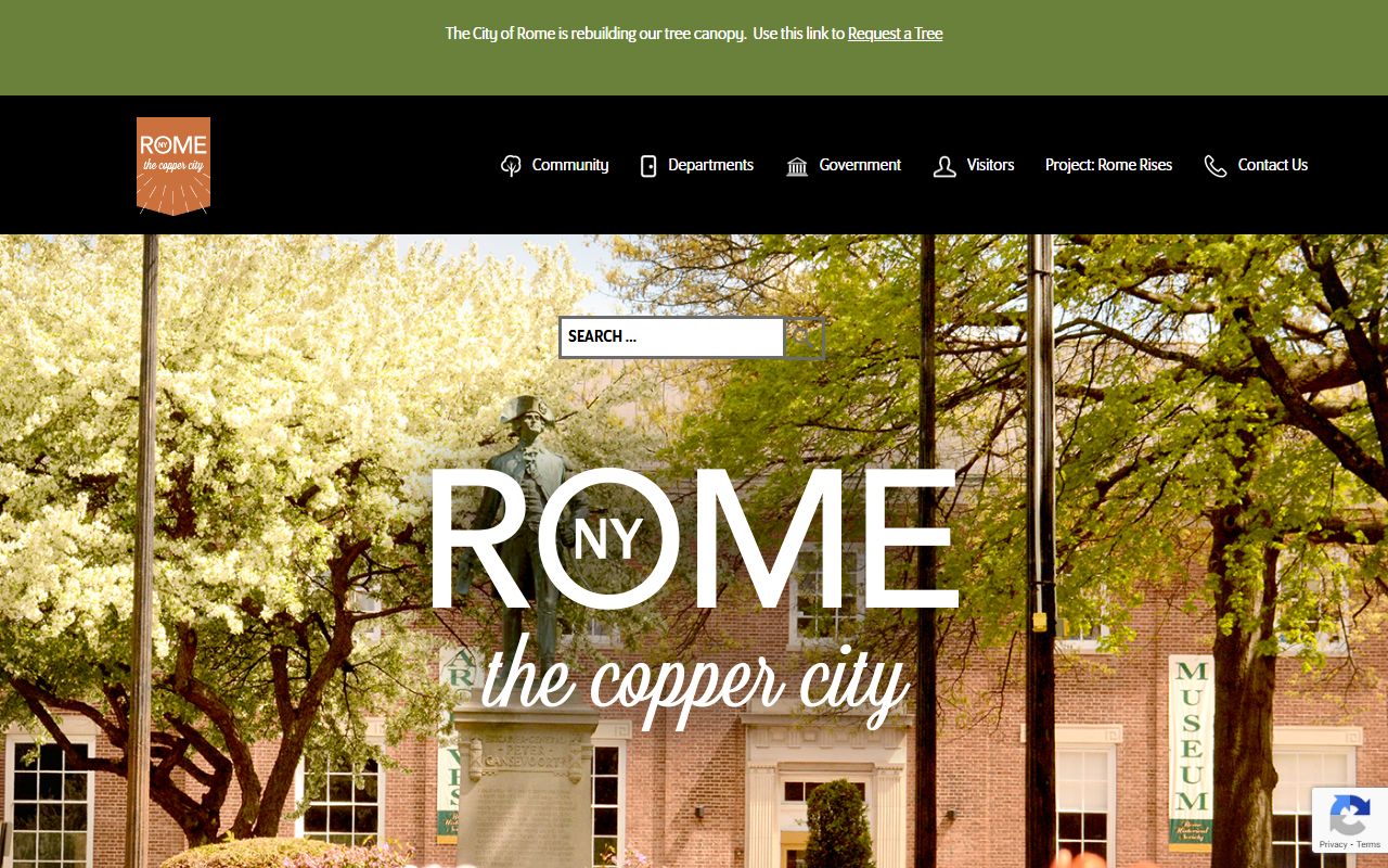 City of Rome official website showing government services and public information