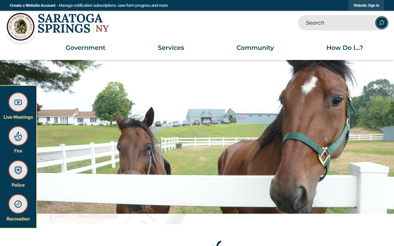 City of Saratoga Springs official website showing government services and public record access