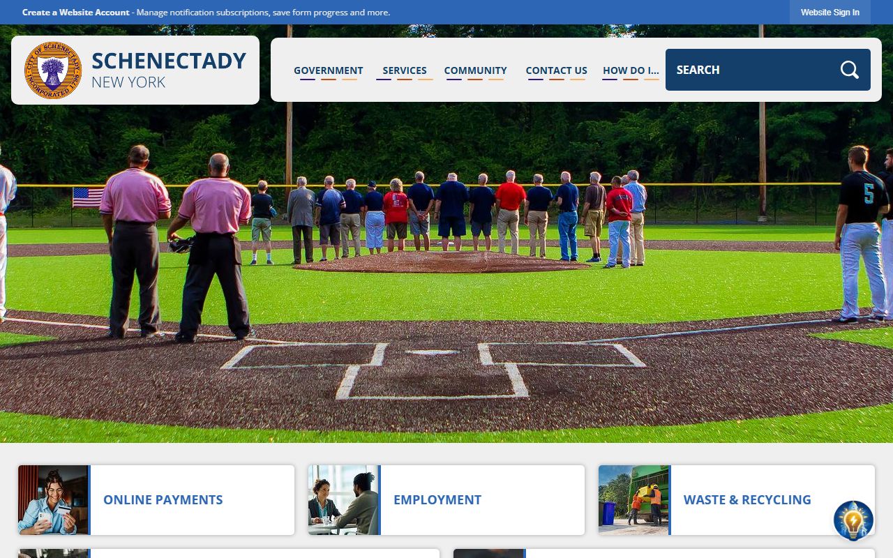 City of Schenectady official government website showing city services and department information