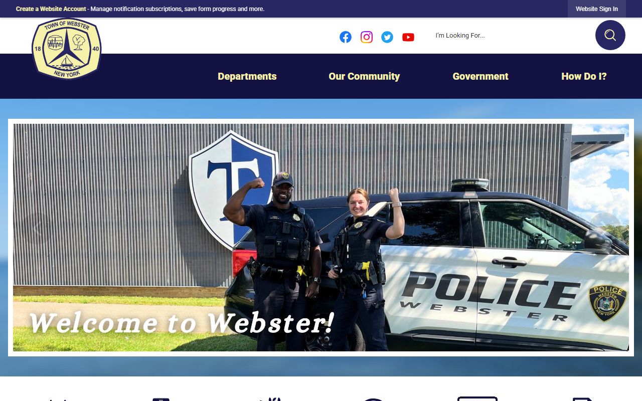 Town of Webster government website for public records and services in the residents directory
