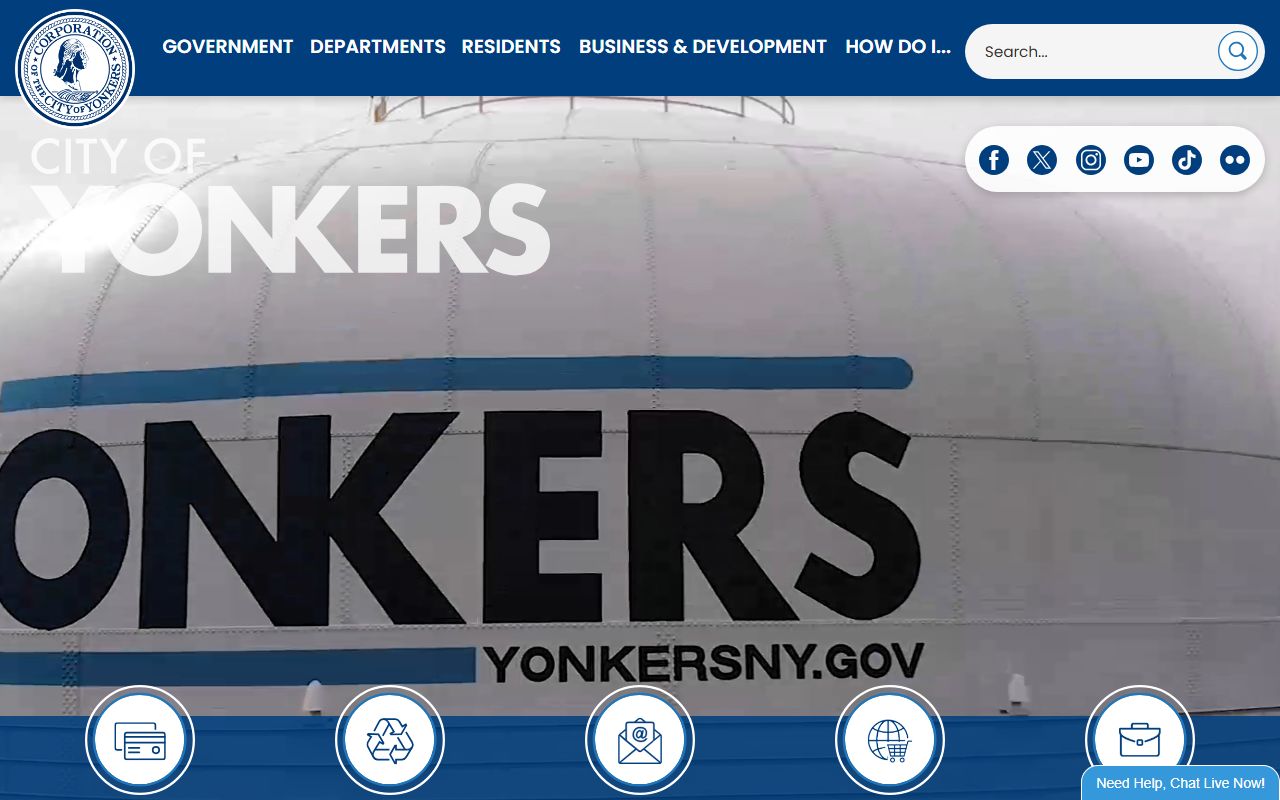City of Yonkers official website showing government services and public record access