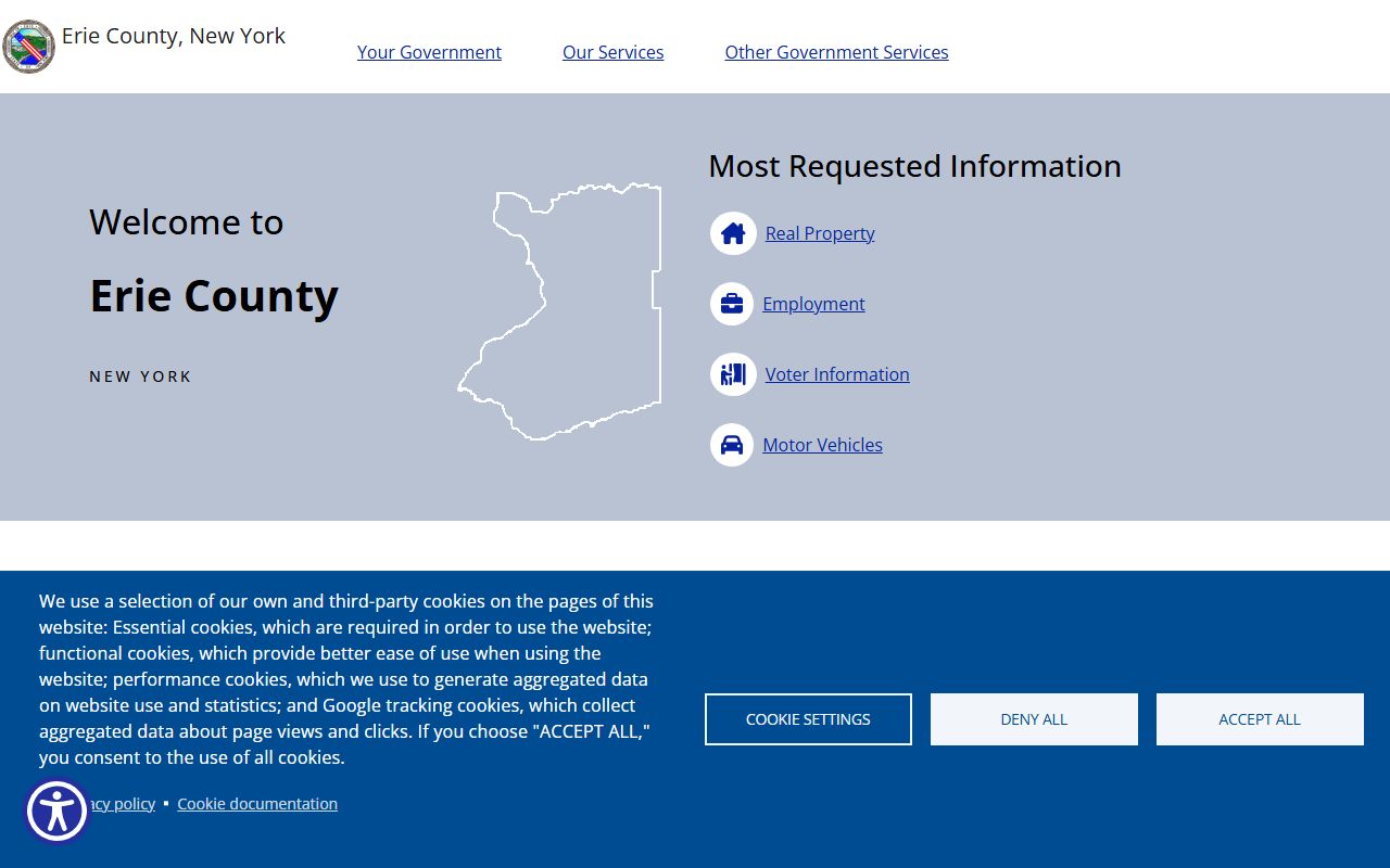 Erie County government portal providing access to public records for Tonawanda and surrounding communities