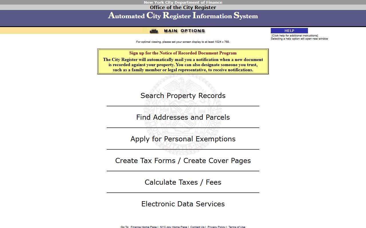 ACRIS property search system for Kings County residents directory