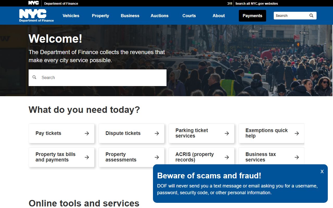 NYC Department of Finance records for Queens County residents directory