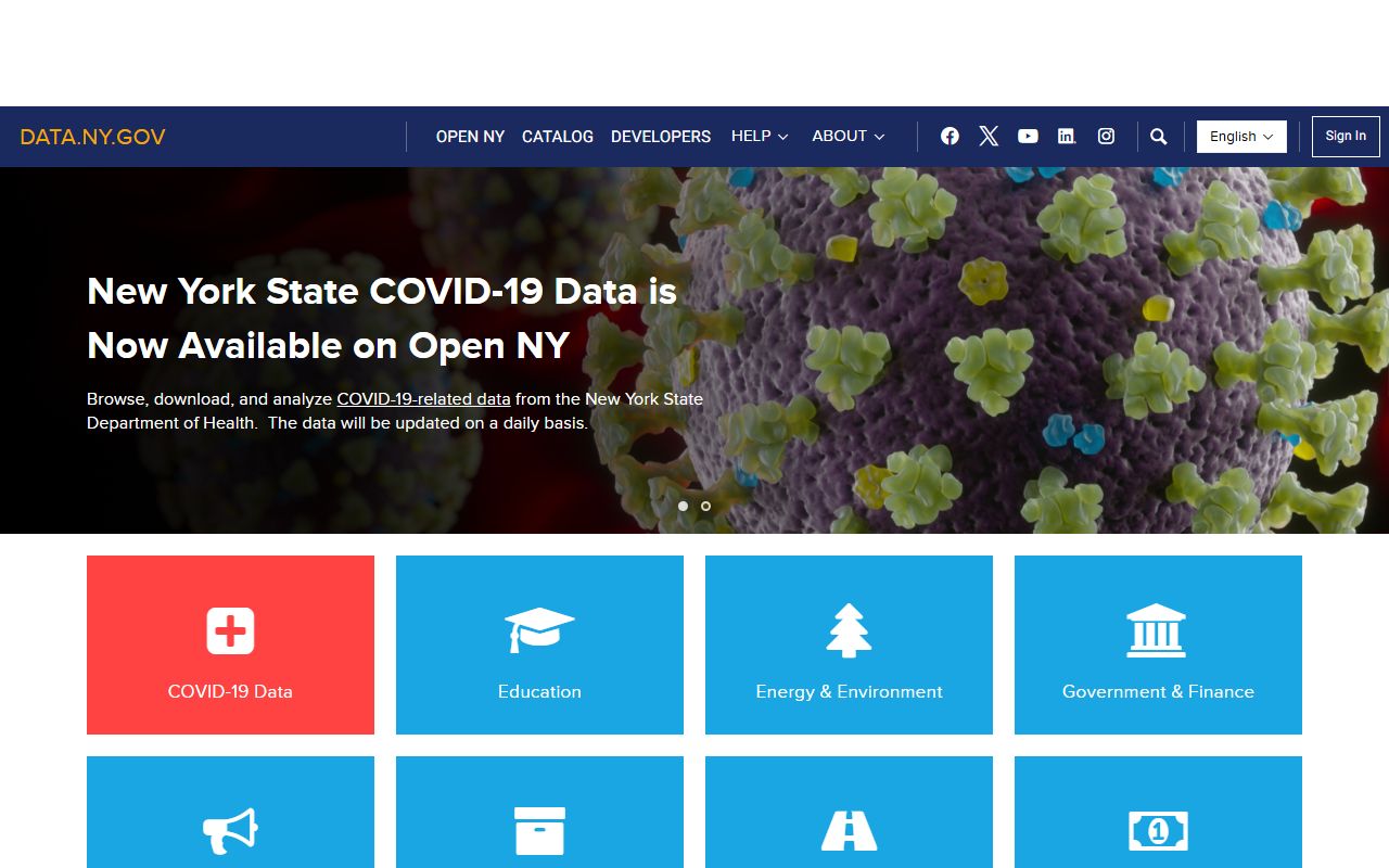 New York State Open Data portal providing public datasets for New Rochelle and Westchester County