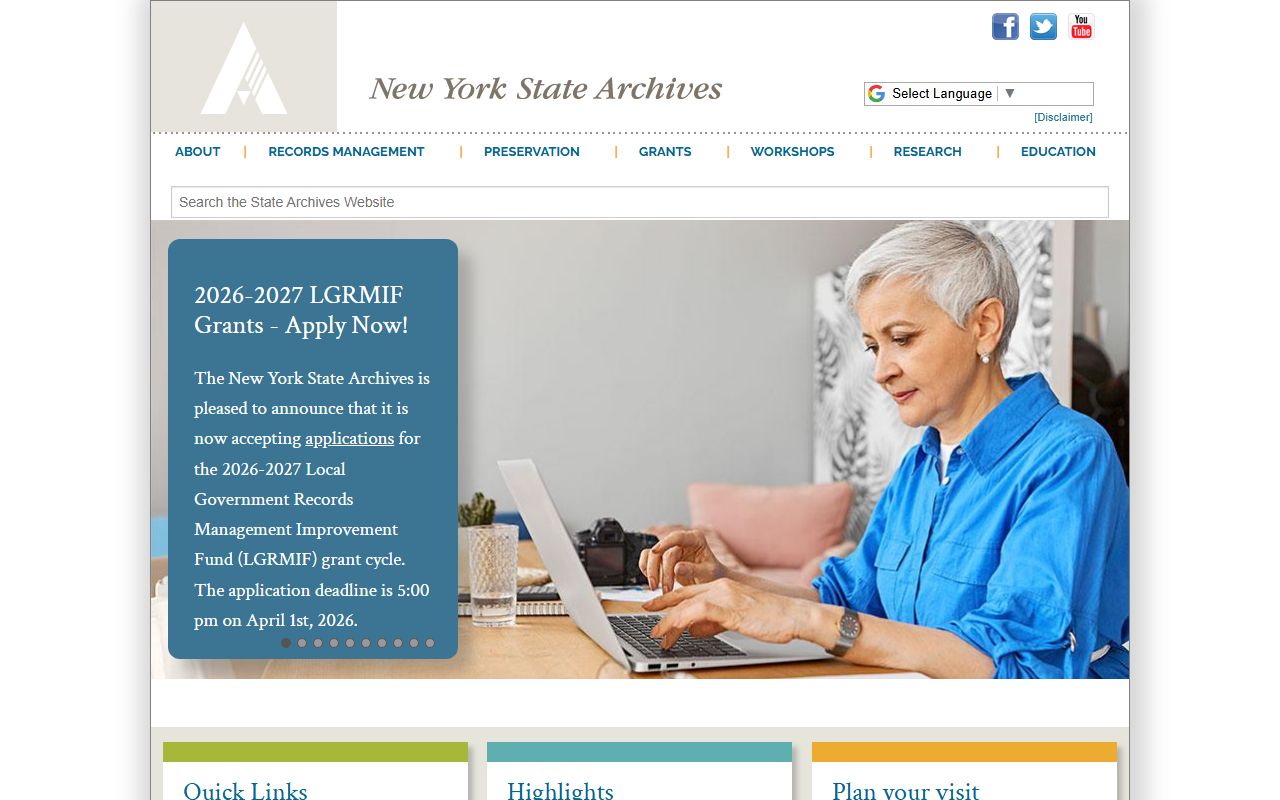 New York State Archives portal for accessing historical public records in the residents directory